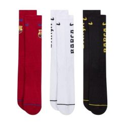 Skarpety Unisex Dla Dorosłych FC Barcelona (zestaw 3 Sztuk). Białe skarpetki damskie Nike, bez wzorów. Za 152.99 zł.