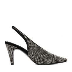 Czółenka Eva Minge. Czarne czółenka damskie Eva Minge, bez wzorów, bez obcasa, bez zapięcia. Za 479.99 zł.