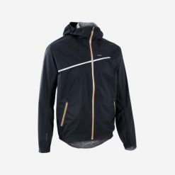 Kurtka do biegania w terenie przeciwdeszczowa męska Kiprun Run 500 Rain. Czarne kurtki męskie KIPRUN, na lato, l, bez wzorów, z materiału, bez kaptura. Za 199.99 zł.