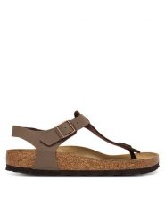 Birkenstock Sandały 147131 Brązowy. Brązowe sandały damskie Birkenstock, bez wzorów, ze skóry, bez obcasa, na płaskiej podeszwie, bez zapięcia. Za 469.99 zł.