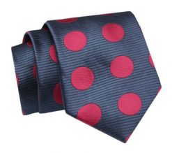 Krawat - ALTIES - Granat z Czerwonymi Grochami. Czerwone krawaty i muchy Alties, bez wzorów, z tkaniny, eleganckie. Za 49.00 zł.