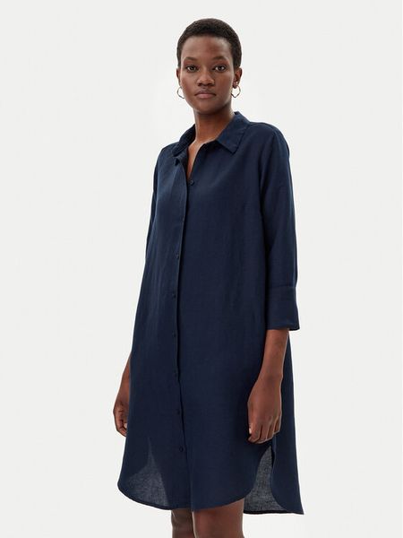Tom Tailor Sukienka koszulowa 1045771 Granatowy Relaxed Fit. Niebieskie sukienki damskie Tom Tailor, bez wzorów, z wiskozy, bez kołnierzyka, bez ramiączek, koszulowe. Za 169.99 zł.