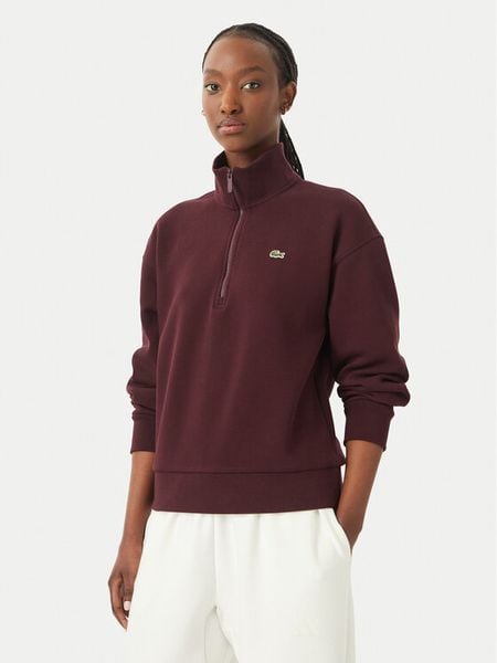 Lacoste Bluza SF5271 Bordowy Regular Fit. Czerwone bluzy damskie Lacoste, bez wzorów, z bawełny, bez ramiączek, bez kaptura. Za 656.99 zł.
