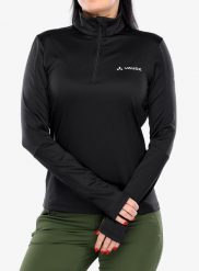 Bluza polarowa damska Vaude Livigno Halfzip II. Czarne bluzy damskie Vaude, m, bez wzorów, z elastanu, bez ramiączek, bez kaptura. Za 283.75 zł.