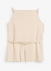 Top z piki. Brązowe topy damskie bonprix, bez wzorów, bez kołnierzyka, bez ramiączek. Za 79.99 zł.