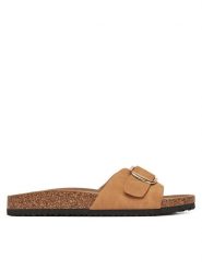 JENNY Klapki LB-P1598-YLD Brązowy. Brązowe klapki damskie Jenny, bez wzorów, z materiału, bez obcasa, bez zapięcia. Za 99.99 zł.