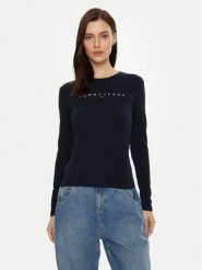 Tommy Jeans Bluzka DW0DW19434 Granatowy Slim Fit. Niebieskie bluzki damskie Tommy Jeans, s, bez wzorów, z bawełny, bez kołnierzyka, bez ramiączek. Za 109.99 zł.