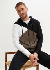 Bluza rozpinana z kapturem z bawełny organicznej. Czarne bluzy męskie bonprix, l, bez wzorów, z bawełny, z kapturem. Za 142.99 zł.