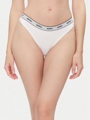 HUGO Komplet 3 par stringów Triplet Thong Stripe 50545680 Biały. Białe majtki damskie Hugo, z bawełny. Za 189.99 zł.