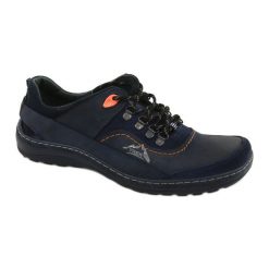 Olivier Męskie buty trekkingowe 268 granatowe niebieskie. Niebieskie trekkingi męskie na jesień, z jeansu, bez zapięcia. Za 319.69 zł.