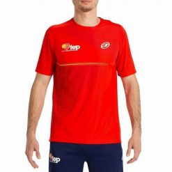 T-shirt Bullpadel Fang Spanish National Padel Team czerwony XL. Czerwone t-shirty damskie bullpadel, xl, bez wzorów, klasyczne, bez kołnierzyka, bez ramiączek. Za 199.20 zł.