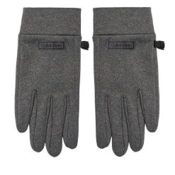 Rękawiczki Calvin Klein. Szare rękawiczki damskie Calvin Klein, bez wzorów, z dzianiny. Za 169.99 zł.