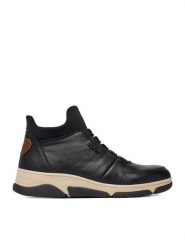 Rieker Botki CEO-L5651-00 Czarny. Czarne botki damskie Rieker, bez wzorów, ze skóry, bez obcasa, na koturnie, bez zapięcia. Za 399.99 zł.