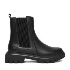 Botki Remonte. Czarne botki damskie Remonte, bez wzorów, bez obcasa, na płaskiej podeszwie, bez zapięcia. Za 389.99 zł.