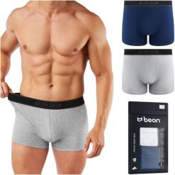 Bokserki męskie Beon MB-G11 Navy Blue 1x, Granite Grey 1x L. Niebieskie bokserki męskie Beon, bez wzorów. Za 45.00 zł.