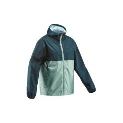 Kurtka przeciwdeszczowa turystyczna NH100 Raincut zip zielona męska. Niebieskie kurtki męskie QUECHUA, m, bez wzorów, z materiału, bez kaptura. Za 59.99 zł.