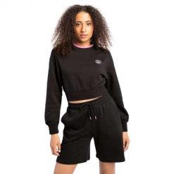 Bluza dresowa damska Puma SWxP Crew. Czarne bluzy damskie Puma, xs, bez wzorów, z bawełny, eleganckie, bez ramiączek, bez kaptura. Za 269.00 zł.