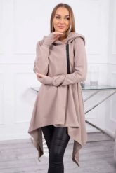 Bluza z kapturem i suwakiem na boku ciemno beżowa. Brązowe bluzy damskie KESI, l, bez wzorów, z bawełny, bez ramiączek, z kapturem. Za 271.84 zł.