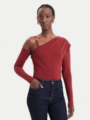 Guess Bluzka W6BP22 K6257 Bordowy Slim Fit. Czerwone bluzki damskie Guess, m, z aplikacjami, z syntetyku, bez kołnierzyka, bez ramiączek. Za 294.99 zł.