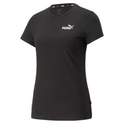 Koszulka fitens damska Puma ESS+ Embroidery Tee. Czarne bluzki damskie Puma, s, bez wzorów, sportowe, bez kołnierzyka, bez ramiączek. W wyprzedaży za 101.65 zł.