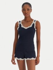 Tommy Hilfiger Piżama UW0UW06215 Granatowy Regular Fit. Niebieskie piżamy damskie Tommy Hilfiger, bez wzorów, z bawełny, bez ramiączek. Za 299.99 zł.