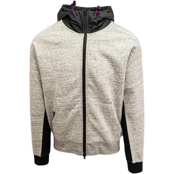 Bluza z kapturem męskie Converse Mixed Media Full Zip Hoodie. Szare bluzy męskie Converse, m, bez wzorów, sportowe, bez ramiączek, z kapturem. Za 290.00 zł.