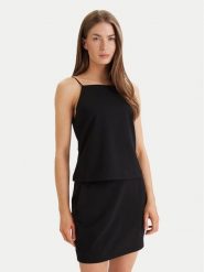 Calvin Klein Jeans Top Ponte LV044F206G Czarny Slim Fit. Czarne topy damskie Calvin Klein Jeans, s, bez wzorów, z jeansu, bez kołnierzyka, bez ramiączek. Za 249.99 zł.