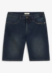 Długie bermudy jeansowe z elastyczną wstawką w pasie, relaxed fit. Niebieskie jeansy męskie bonprix, z jeansu, eleganckie, długie. Za 112.99 zł.