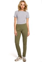 Khaki Dresowe Spodnie z Dzianiny. Brązowe spodnie dresowe damskie MOE, bez wzorów, z bawełny. Za 154.90 zł.