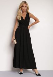 Czarna Sukienka Sematea. Czarne sukienki damskie Renee, s, z aplikacjami, eleganckie, bez kołnierzyka, bez ramiączek, maxi, kopertowe. Za 79.99 zł.