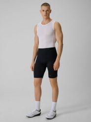 4F Spodenki kolarskie z żelową wkładką męskie - czarne L. Czarne szorty męskie 4F, bez wzorów, z materiału, biznesowe. Za 149.99 zł.