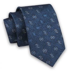 Niebieski Elegancki Męski Krawat -Angelo di Monti- 6 cm, Wzór Geometryczny, Kółka, Okręgi, Koła. Niebieskie krawaty i muchy Angelo di Monti, bez wzorów, z tkaniny, eleganckie. Za 45.00 zł.