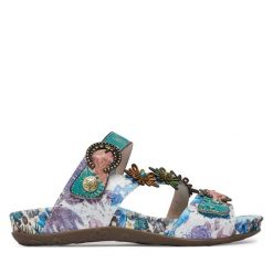 Klapki Laura Vita. Niebieskie klapki damskie Laura Vita, bez wzorów, bez obcasa, bez zapięcia. Za 429.99 zł.