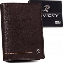 Rovicky Pionowy, skórzany portfel męski z ozdobnym przeszyciem Rovicky NoSize. Portfele męskie ROVICKY, bez wzorów. Za 137.91 zł.