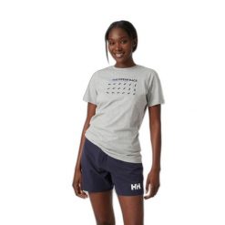Koszulka damska Helly Hansen Ocean Race. Szare koszulki sportowe damskie Helly Hansen, bez wzorów, bez ramiączek, narciarskie. Za 215.00 zł.