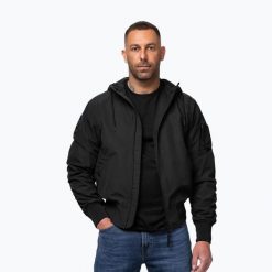 Kurtka męska Pitbull Hooper Hooded. Czarne kurtki męskie PITBULL, m, bez wzorów, z materiału, bez kaptura. Za 319.99 zł.