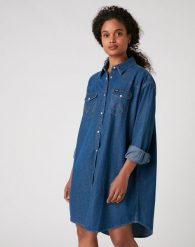 WRANGLER DENIM WESTERN DRESS MID DAMSKA SUKIENKA INDIGO W9P6LWX8E 112132457. Niebieskie sukienki damskie Wrangler, s, bez wzorów, z denimu, bez kołnierzyka, bez ramiączek. Za 269.99 zł.