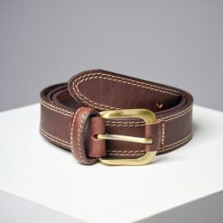 Pasek skórzany. Brązowe paski męskie BOYER, ze skóry, eleganckie. Za 99.99 zł.