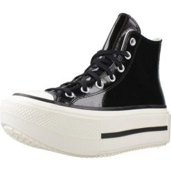 Buty CONVERSE CHUCK TAYLOR ALL STAR LIFT DOUBLE STACK PLATFORM PATENT LEATHER Cz. Czarne obuwie trekkingowe damskie Converse, z lakierowanej skóry, bez zapięcia. Za 468.91 zł.