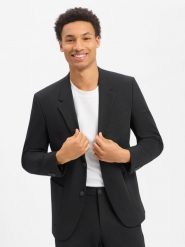 S.Oliver BLACK LABEL marynarka z zestawu modułowego Mężczyźni Comfort Fit Sztuczne włókno czarny, 48. Czarne garnitury męskie s.Oliver BLACK LABEL, m, bez wzorów, z włókna, eleganckie. Za 549.95 zł.