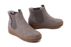 RIEKER Y6150-42 grey, botki damskie. Szare botki damskie Rieker, bez wzorów, bez obcasa, bez zapięcia. Za 240.44 zł.