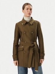 Morgan Trencz 241-GLADIA Khaki Regular Fit. Brązowe płaszcze damskie Morgan, bez wzorów, z bawełny, bez kołnierzyka, bez kaptura. Za 644.99 zł.