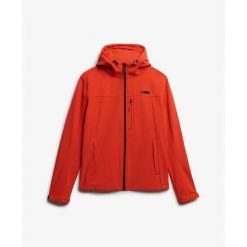 Kurtka z kapturem Superdry Soft Shell. Brązowe kurtki męskie Superdry, m, bez wzorów, z materiału, klasyczne, z kapturem. Za 466.25 zł.
