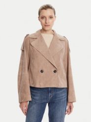 Weekend Max Mara Kurtka skórzana Maga 2525446061 Brązowy Regular Fit. Brązowe kurtki damskie Weekend Max Mara, bez wzorów, ze skóry, bez kaptura. Za 2,749.00 zł.