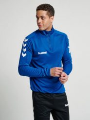 Bluza sportowa dla dorosłych Hummel Core 1/2 Zip Sweat. Niebieskie bluzy damskie Hummel, xl, bez wzorów, z materiału, klasyczne, bez ramiączek, bez kaptura. Za 89.00 zł.