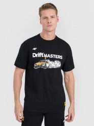 4F T-shirt regular z nadrukiem uniseks 4F x Drift Masters - czarny M. Czarne t-shirty męskie 4F, m, bez wzorów, z bawełny, bez kołnierzyka, bez ramiączek. Za 119.99 zł.