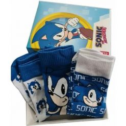 Skarpetki Sega Sonic The Hedgehog (x3). Niebieskie skarpetki damskie 100%, bez wzorów, z bawełny. Za 134.00 zł.