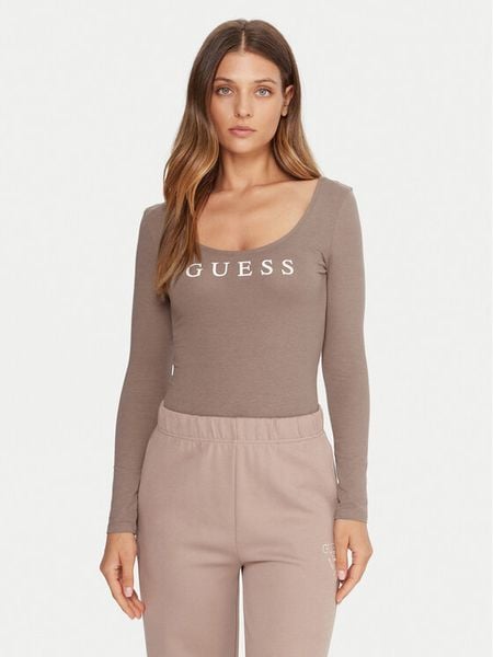 Guess Body O5RM08 KBBU1 Beżowy Regular Fit. Brązowe body Guess, z aplikacjami, z bawełny. Za 192.99 zł.