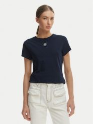 Tommy Hilfiger T-Shirt WW0WW48710 Granatowy Slim Fit. Niebieskie t-shirty damskie Tommy Hilfiger, xs, bez wzorów, z bawełny, bez kołnierzyka, bez ramiączek. Za 169.99 zł.