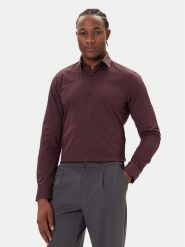 Calvin Klein Koszula Essentials LV019EU037 Bordowy Slim Fit. Czerwone koszule męskie Calvin Klein, m, bez wzorów, z bawełny, biznesowe, bez kołnierzyka, bez ramiączek. Za 259.99 zł.